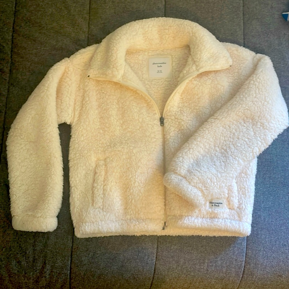 fleece teen girls puffy jacket with pockets